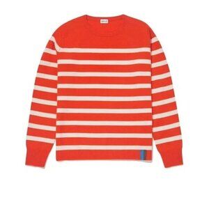 Kule The Skate Orange White Striped Cashmere Sweater Size XS